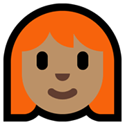 Emoji 👩🏽‍🦰 Donna: Carnagione Olivastra E Capelli Rossi su Microsoft Windows 10 May 2019 Update.