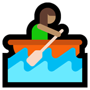 🚣🏽‍♀️ Emoji Mujer Remando En Un Bote: Tono De Piel Medio en Microsoft Windows 10 May 2019 Update.