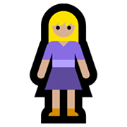 🧍🏼‍♀️ Emoji Mujer De Pie: Tono De Piel Claro Medio en Microsoft Windows 10 May 2019 Update.