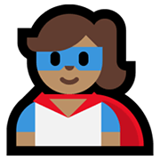 Émoji 🦸🏽‍♀️ Super-héroïne : Peau Légèrement Mate sur Microsoft Windows 10 May 2019 Update.
