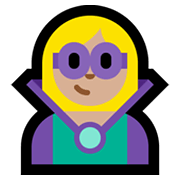 🦹🏼‍♀️ Emoji weiblicher Bösewicht: mittelhelle Hautfarbe Microsoft Windows 10 May 2019 Update.