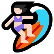 Emoji 🏄🏻‍♀️ Surfista Donna: Carnagione Chiara su Microsoft Windows 10 May 2019 Update.