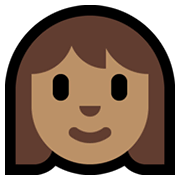 Émoji 👩🏽 Femme : Peau Légèrement Mate sur Microsoft Windows 10 May 2019 Update.
