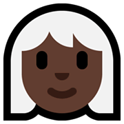 👩🏿‍🦳 Emoji Frau: dunkle Hautfarbe, weißes Haar Microsoft Windows 10 May 2019 Update.
