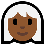 👩🏾‍🦳 Emoji Frau: mitteldunkle Hautfarbe, weißes Haar Microsoft Windows 10 May 2019 Update.