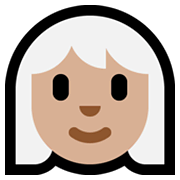 👩🏼‍🦳 Emoji Frau: mittelhelle Hautfarbe, weißes Haar Microsoft Windows 10 May 2019 Update.