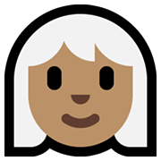 👩🏽‍🦳 Emoji Frau: mittlere Hautfarbe, weißes Haar Microsoft Windows 10 May 2019 Update.