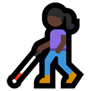 Emoji 👩🏿‍🦯 Donna Con Bastone Bianco Di Orientamento: Carnagione Scura su Microsoft Windows 10 May 2019 Update.