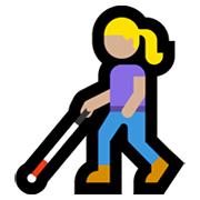 Emoji 👩🏼‍🦯 Donna Con Bastone Bianco Di Orientamento: Carnagione Abbastanza Chiara su Microsoft Windows 10 May 2019 Update.