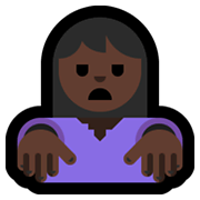 🧟🏿‍♀️ Emoji weiblicher Zombie: dunkle Hautfarbe Microsoft Windows 10 May 2019 Update.