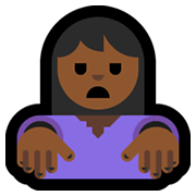 🧟🏾‍♀️ Emoji Zombi Mujer: Tono De Piel Oscuro Medio en Microsoft Windows 10 May 2019 Update.