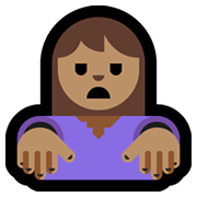 🧟🏽‍♀️ Emoji weiblicher Zombie: mittlere Hautfarbe Microsoft Windows 10 May 2019 Update.