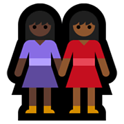 👩🏿‍🤝‍👩🏾 Emoji händchenhaltende Frauen: dunkle Hautfarbe, mitteldunkle Hautfarbe Microsoft Windows 10 May 2019 Update.