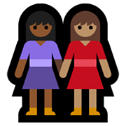 Emoji 👩🏾‍🤝‍👩🏽 Due Donne Che Si Tengono Per Mano: Carnagione Abbastanza Scura E Carnagione Olivastra su Microsoft Windows 10 May 2019 Update.