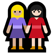 👩🏼‍🤝‍👩🏻 Emoji Duas Mulheres De Mãos Dadas: Pele Morena Clara E Pele Clara na Microsoft Windows 10 May 2019 Update.