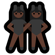Émoji 👯🏿‍♀️ Femmes Avec Des Oreilles De Lapin, Peau Foncée sur Microsoft Windows 10 May 2019 Update.