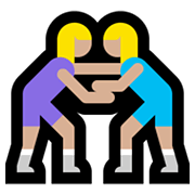 🤼🏼‍♀️ Emoji Mujeres Luchando, Tono De Piel Claro Medio en Microsoft Windows 10 May 2019 Update.