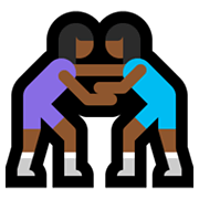 🤼🏾‍♀️ Emoji Mujeres Luchando, Tono De Piel Oscuro Medio en Microsoft Windows 10 May 2019 Update.