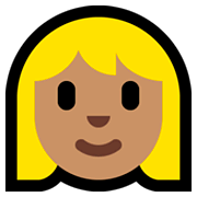 Émoji 👱🏽‍♀️ Femme Blonde : Peau Légèrement Mate sur Microsoft Windows 10 October 2018 Update.