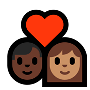 Emoji 👨🏿‍❤️‍👩🏽 Coppia Con Cuore - Uomo: Carnagione Scura, Donna: Carnagione Olivastra su Microsoft Windows 10 October 2018 Update.