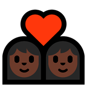 Emoji 👩🏿‍❤️‍👩🏿 Coppia Con Cuore - Donna: Carnagione Scura, Donna: Carnagione Scura su Microsoft Windows 10 October 2018 Update.