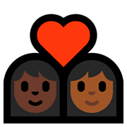 👩🏿‍❤️‍👩🏾 Emoji Pareja Enamorada - Mujer: Tono De Piel Oscuro, Mujer: Tono De Piel Oscuro Medio en Microsoft Windows 10 October 2018 Update.