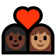 👩🏿‍❤️‍👩🏽 Emoji Pareja Enamorada - Mujer: Tono De Piel Oscuro, Mujer: Tono De Piel Medio en Microsoft Windows 10 October 2018 Update.
