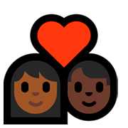👩🏾‍❤️‍👨🏿 Emoji Pareja Enamorada - Mujer: Tono De Piel Oscuro Medio, Hombre: Tono De Piel Oscuro en Microsoft Windows 10 October 2018 Update.