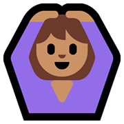 🙆🏽 Emoji Person mit Händen auf dem Kopf: mittlere Hautfarbe Microsoft Windows 10 October 2018 Update.