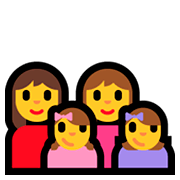 👩‍👩‍👧‍👧 Emoji Familie: Frau, Frau, Mädchen und Mädchen Microsoft Windows 10 October 2018 Update.