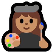 👩🏽‍🎨 Emoji Artista Plástica: Pele Morena na Microsoft Windows 10 October 2018 Update.