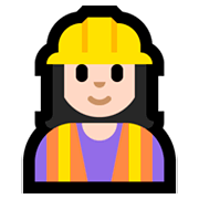 👷🏻‍♀️ Emoji Pedreira: Pele Clara na Microsoft Windows 10 October 2018 Update.
