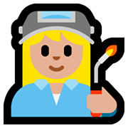👩🏼‍🏭 Emoji Fabrikarbeiterin: mittelhelle Hautfarbe Microsoft Windows 10 October 2018 Update.