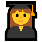 Emoji 👩‍🎓 Studentessa su Microsoft Windows 10 October 2018 Update.