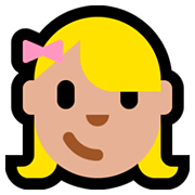 👧🏼 Emoji Niña: Tono De Piel Claro Medio en Microsoft Windows 10 October 2018 Update.