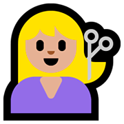 Émoji 💇🏼 Personne Qui Se Fait Couper Les Cheveux : Peau Moyennement Claire sur Microsoft Windows 10 October 2018 Update.