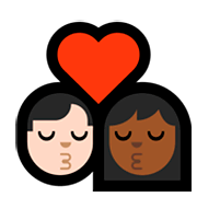 👨🏻‍❤️‍💋‍👩🏾 Emoji sich küssendes Paar - Mann: helle Hautfarbe, Frau: mitteldunkle Hautfarbe Microsoft Windows 10 October 2018 Update.