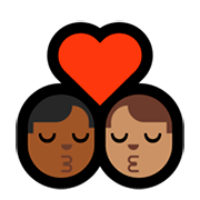 👨🏾‍❤️‍💋‍👨🏽 Emoji sich küssendes Paar - Mann: mitteldunkle Hautfarbe, Mann: mittlere Hautfarbe Microsoft Windows 10 October 2018 Update.