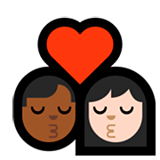 sich küssendes Paar - Mann: mitteldunkle Hautfarbe, Frau: helle Hautfarbe