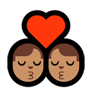 👨🏽‍❤️‍💋‍👨🏽 Emoji sich küssendes Paar - Mann: mittlere Hautfarbe, Mann: mittlere Hautfarbe Microsoft Windows 10 October 2018 Update.