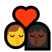 👨‍❤️‍💋‍👩🏿 Emoji sich küssendes Paar - Mann, Frau: dunkle Hautfarbe Microsoft Windows 10 October 2018 Update.
