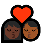 👩🏿‍❤️‍💋‍👨🏾 Emoji sich küssendes Paar - Frau: dunkle Hautfarbe, Mann: mitteldunkle Hautfarbe Microsoft Windows 10 October 2018 Update.