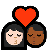 👩🏻‍❤️‍💋‍👨🏾 Emoji sich küssendes Paar - Frau: helle Hautfarbe, Mann: mitteldunkle Hautfarbe Microsoft Windows 10 October 2018 Update.
