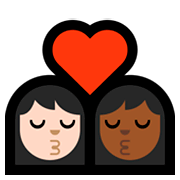 👩🏻‍❤️‍💋‍👩🏾 Emoji sich küssendes Paar - Frau: helle Hautfarbe, Frau: mitteldunkle Hautfarbe Microsoft Windows 10 October 2018 Update.