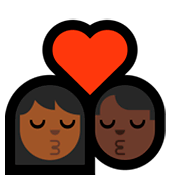 👩🏾‍❤️‍💋‍👨🏿 Emoji sich küssendes Paar - Frau: mitteldunkle Hautfarbe, Mann: dunkle Hautfarbe Microsoft Windows 10 October 2018 Update.