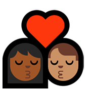 👩🏾‍❤️‍💋‍👨🏽 Emoji sich küssendes Paar - Frau: mittelhelle Hautfarbe, Mann: mittlere Hautfarbe Microsoft Windows 10 October 2018 Update.