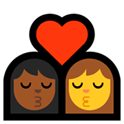 👩🏾‍❤️‍💋‍👩 Emoji sich küssendes Paar - Frau: mitteldunkle Hautfarbe, Frau Microsoft Windows 10 October 2018 Update.