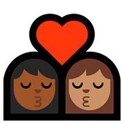 👩🏾‍❤️‍💋‍👩🏽 Emoji sich küssendes Paar - Frau: mitteldunkle Hautfarbe, Frau: mittlere Hautfarbe Microsoft Windows 10 October 2018 Update.