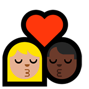 sich küssendes Paar - Frau: mittelhelle Hautfarbe, Mann: dunkle Hautfarbe