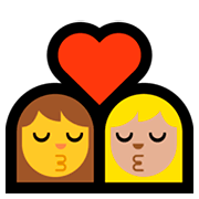👩‍❤️‍💋‍👩🏼 Emoji sich küssendes Paar - Frau, Frau: mittelhelle Hautfarbe Microsoft Windows 10 October 2018 Update.